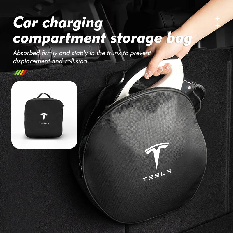 Car Charging Cable Storage Bag Carry Charger Container Storage For Tesla Model 3 Y S X 2021 Roadster Cybertruck Juguete