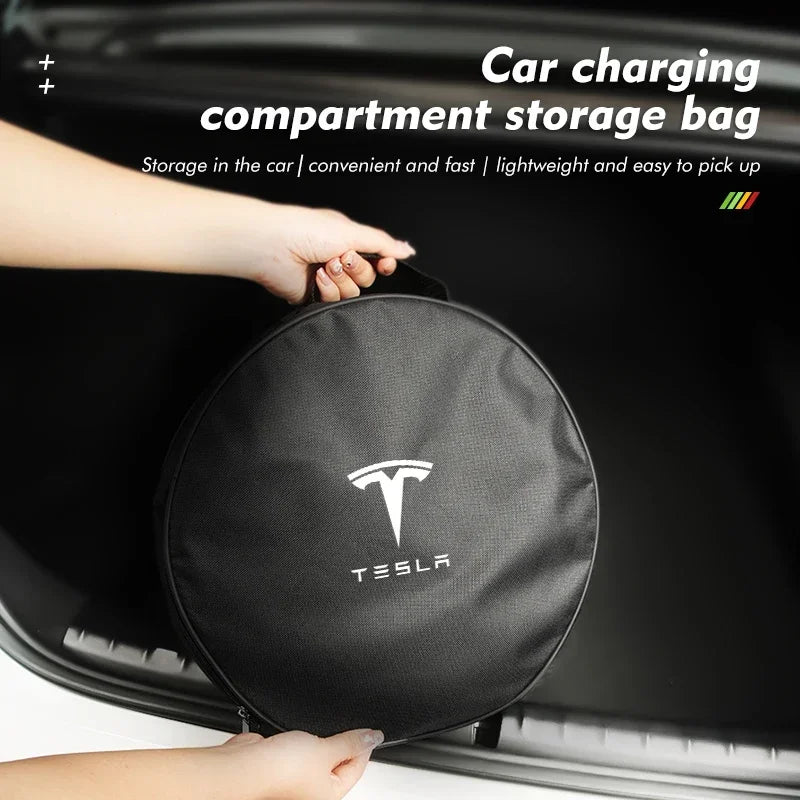 Car Charging Cable Storage Bag Carry Charger Container Storage For Tesla Model 3 Y S X 2021 Roadster Cybertruck Juguete