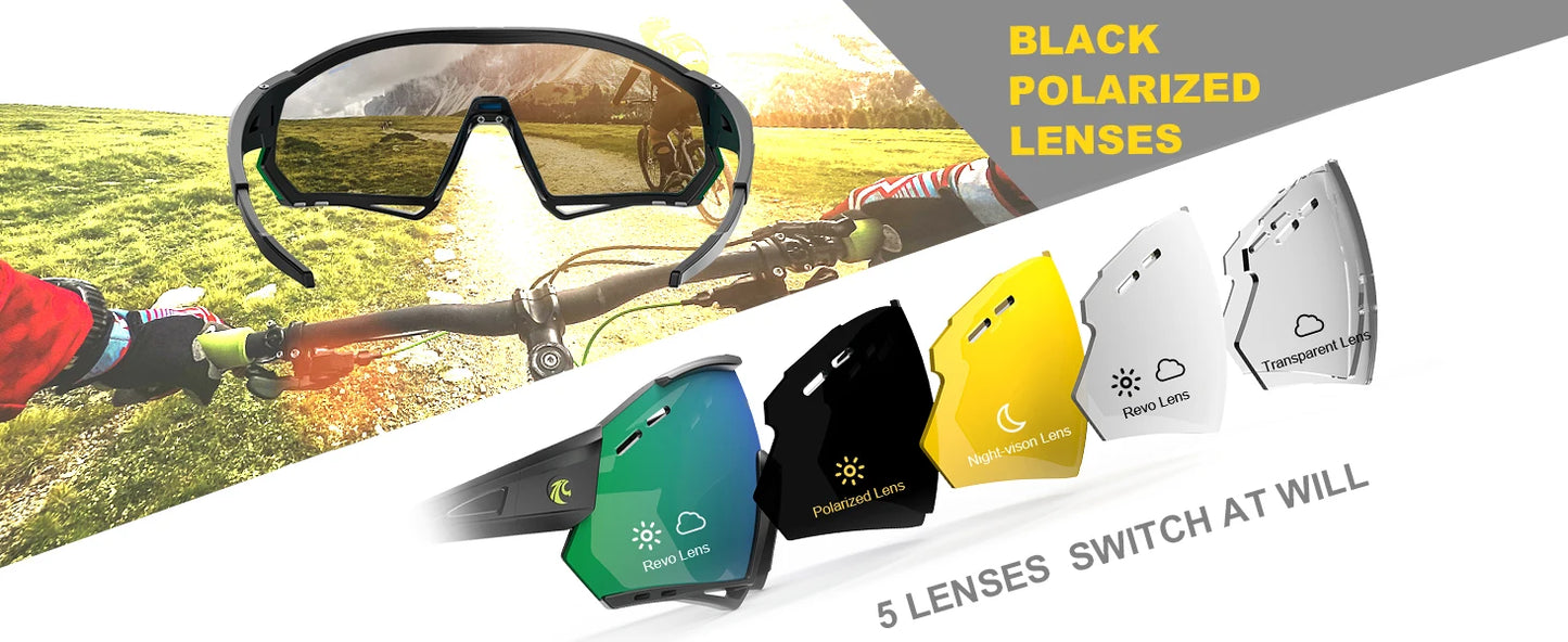 X-TIGER New Cycling Glasses MTB Bike Protection Eyewear Running Fishing Sports Men Women 5 Lens Polarized Bicycle Sunglasses