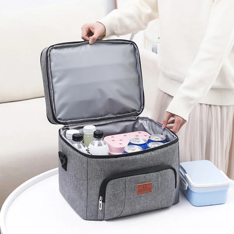 Multifunctional Double Layers Tote Cooler Lunch Bags for Women Men Large Capacity Travel Picnic Lunch Box with Shoulder Strap