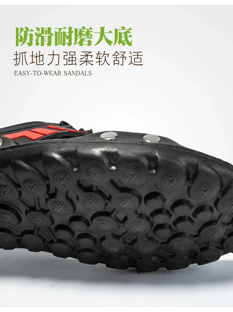 New men's sandals summer slippers leather face lazy shoes trend breathable beach shoes
