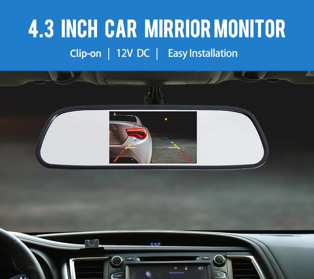 MJDOUD Car Rear view Camera with Mirror Monitor for Vehicle Parking Rearview Mirror Camera  4.3 Inch Screen Hd Reversing Camera