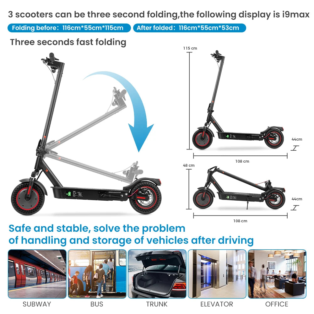 iScooter i9/i9pro/i9max Electric Scooter Adult 350/500W E-scooter 7.5/10Ah Electric Kick Scooter 8.5/10 inch New Adult Scooter