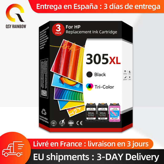 QSYRAINBOW 305 Ink Cartridge Replacement For HP 305 HP305 DeskJet 1210 1212 2710 2720 4110 4120 4130 6020 6030 6420 6430