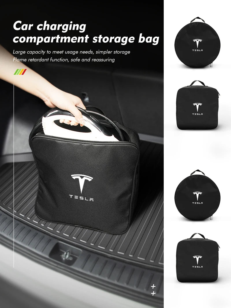 Car Charging Cable Storage Bag Carry Charger Container Storage For Tesla Model 3 Y S X 2021 Roadster Cybertruck Juguete