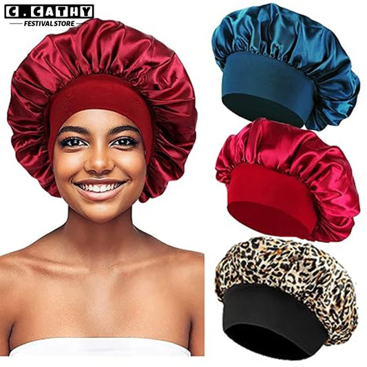 Hair Bonnet For Sleeping Women Wide Brim Sleep Cap Hair Bonnet For Curly Hair Showercap Children Men