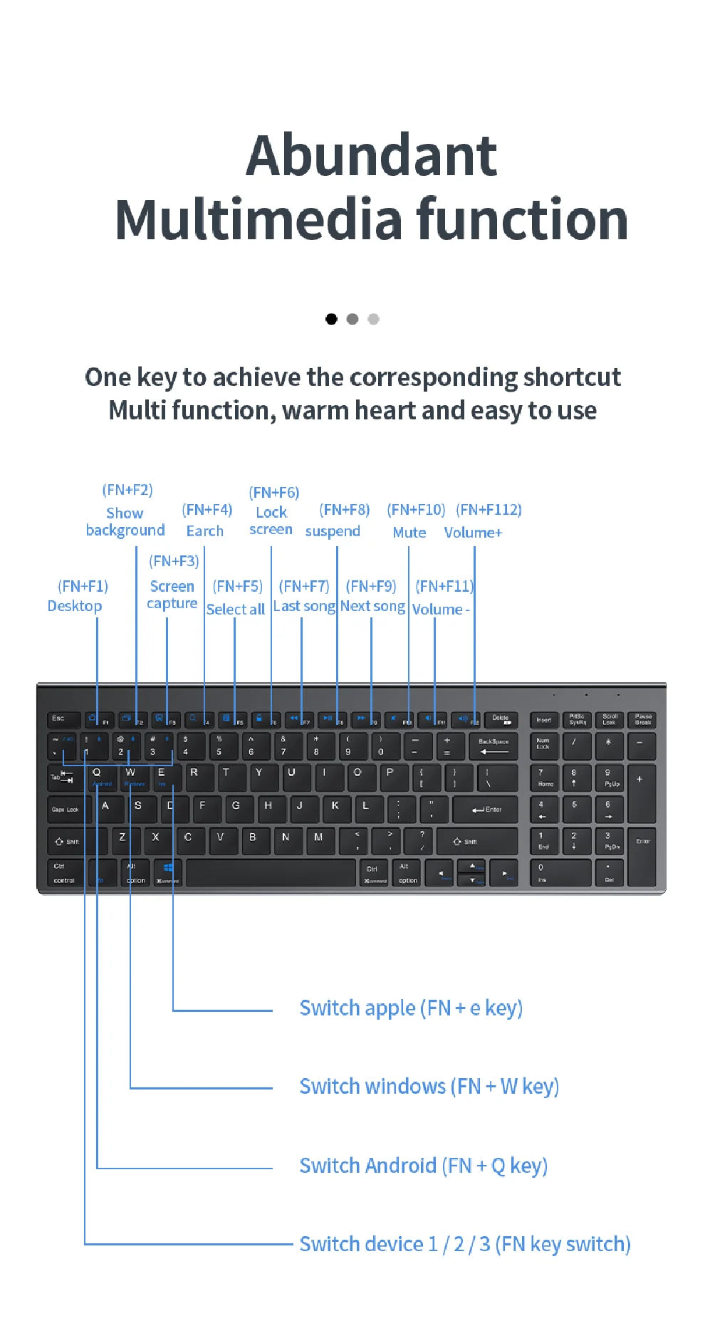 Gray Bluetooth 5.0 & 2.4G Wireless Keyboard Mouse Combo Rechargeable Full Size Wireless Keyboard for Notebook Laptop