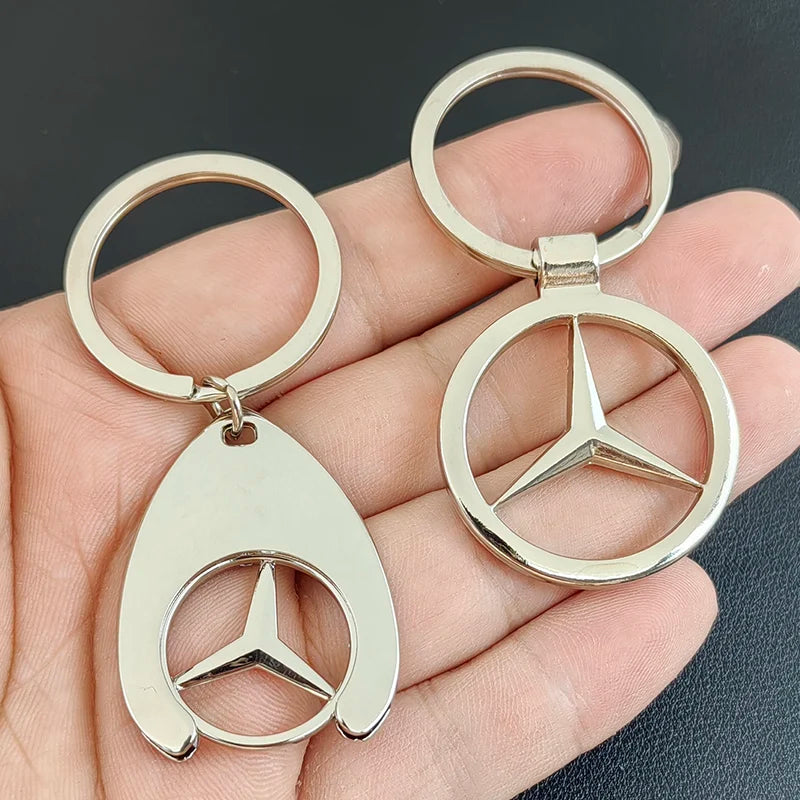 1pcs Metal Key Ring Car Logo Keychain Emblem Key Ring Chain For Mercedes Benz AMG A C GLC GLE CLA Class W205 W176 W117 W118 W124