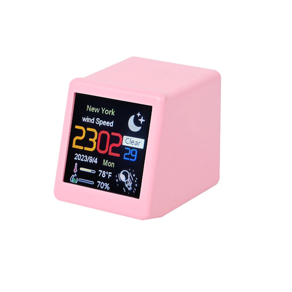 MINI Size Smart WIFI Weather Station Clock for Gaming Desktop Decoration. DIY Cute GIF Animations and Electronic Album function