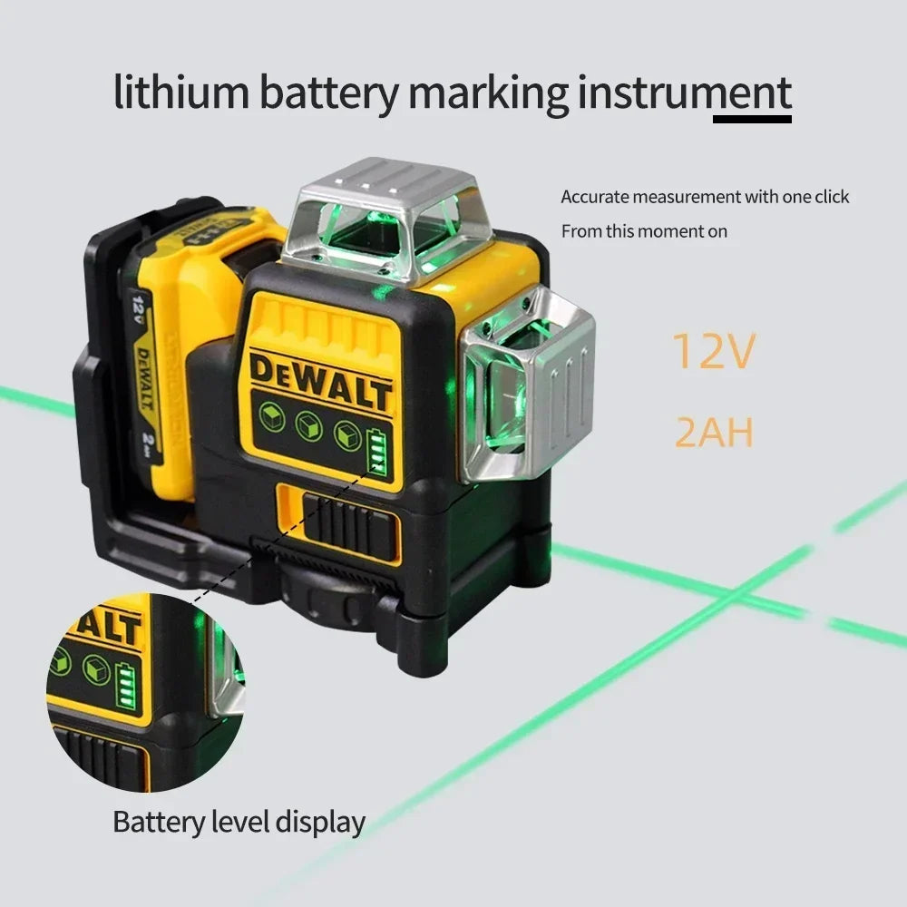 2024 Dewalt DW089LG 12 Lines 3 Sides*360 Degree Vertical 12V Lithium Battery Laser Level Horizontal