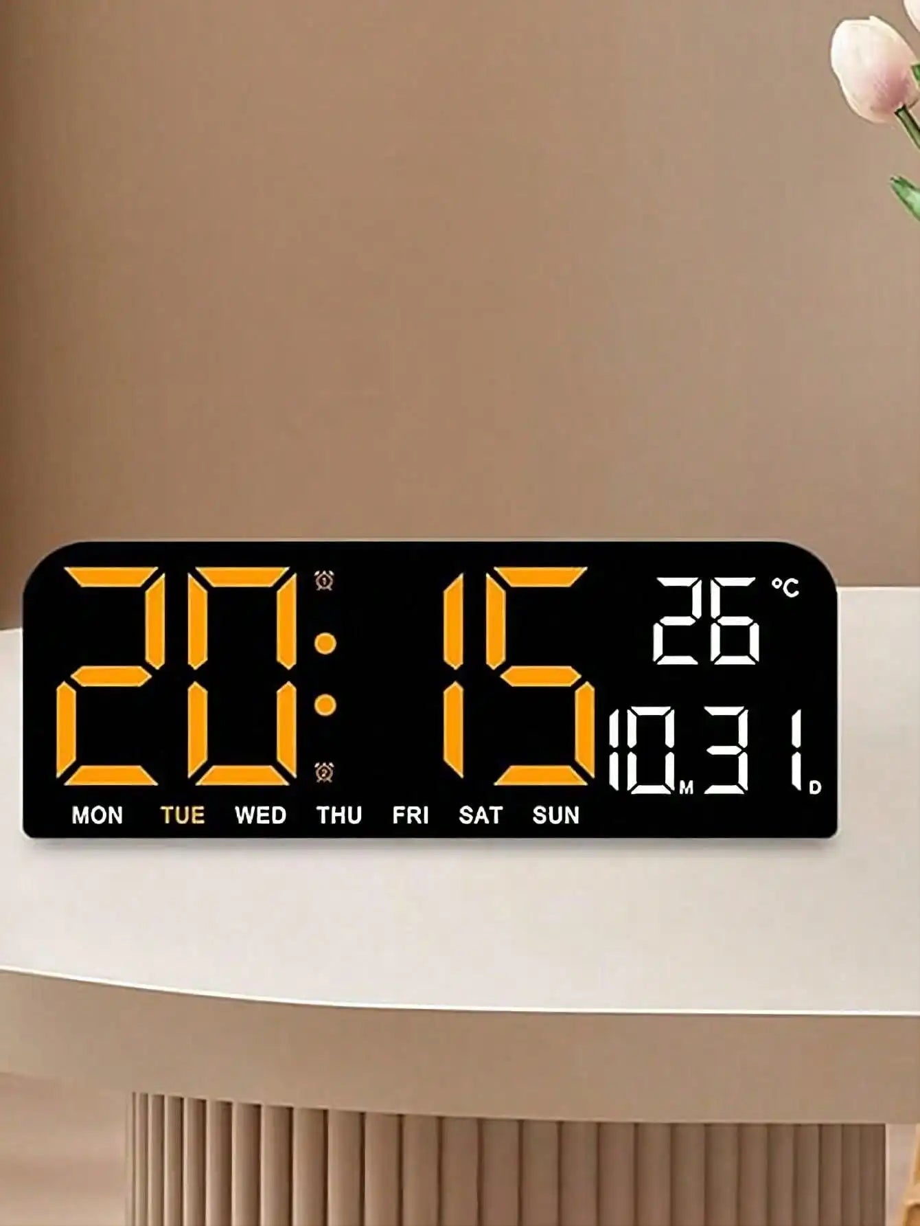 Large Screen LED Digital Bedside Alarm Clock With Temperature Calendar Electronic Table Date Display Home Decor