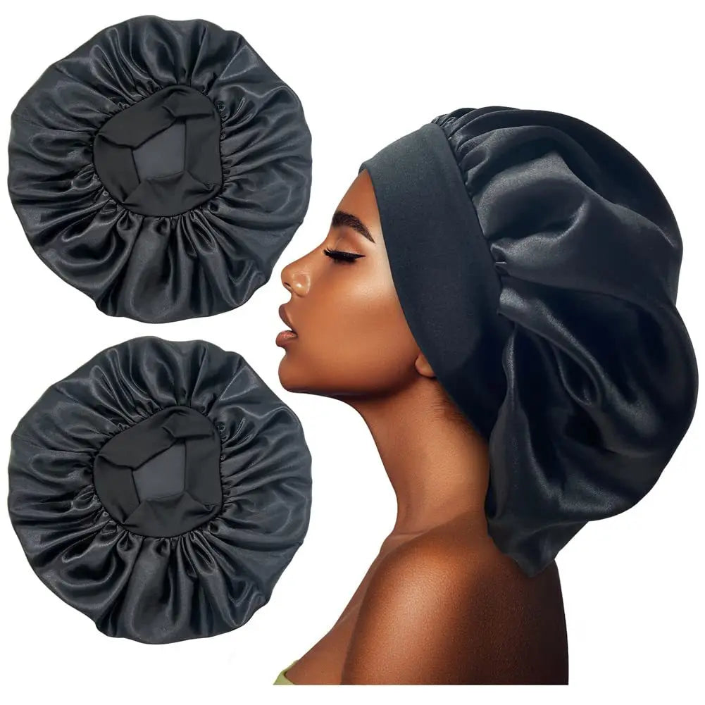 Large Satin Bonnet,Silk Bonnet Hair Wrap for Sleeping, Sleep Cap With Elastic Soft Band, Big Bonnets for Women Hair Care