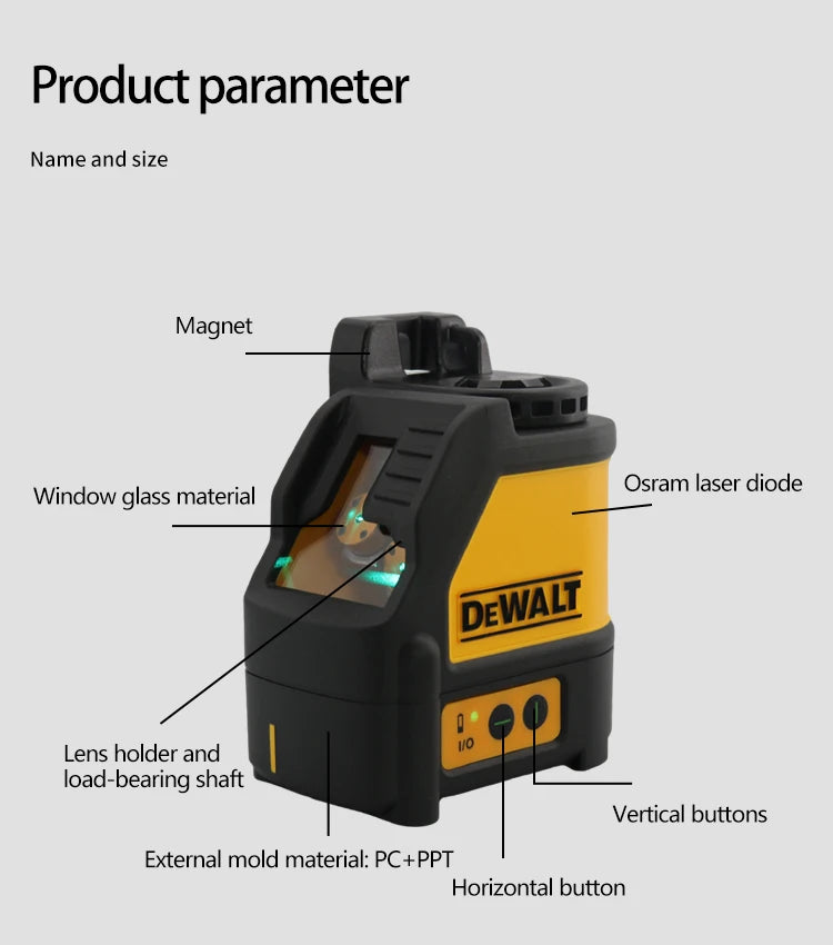 DEWALT DW088CG Laser Level With Case30m Self-Leveling Cross Line Green Cross Line Lase Horizontal Vertical Laser Level