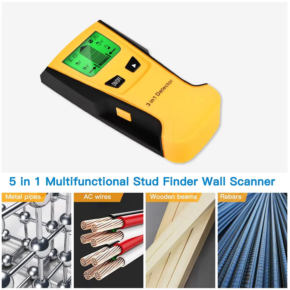 Wall Scanner 3 In 1 Metal Detector Find Metal Wood Studs AC Voltage Live Wire Detect Electric Box Finder Wall Detector