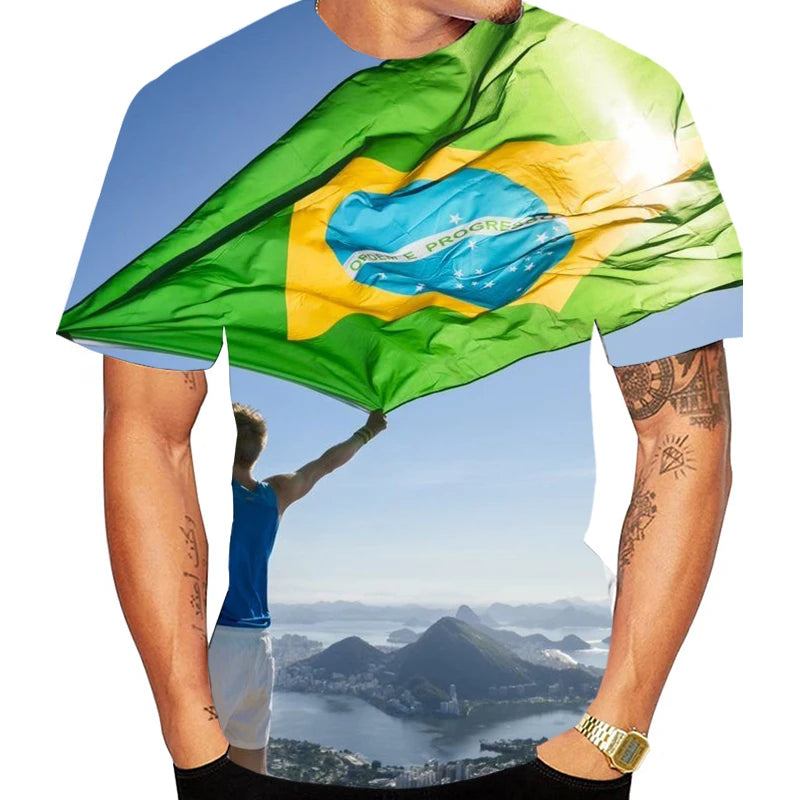 Hot Sale Men Clothing Fashion Brazil Rio 3d Print Personality T-shirt Summer Casual T Shirts Street Hip Pop Round Neck y2k Tops