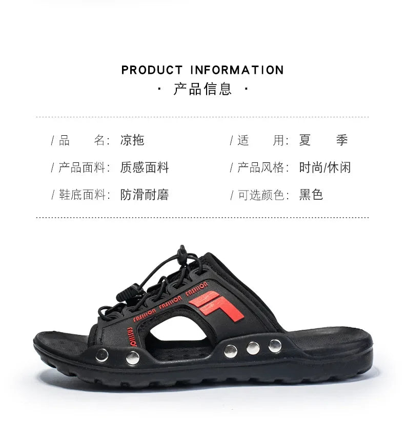 New men's sandals summer slippers leather face lazy shoes trend breathable beach shoes