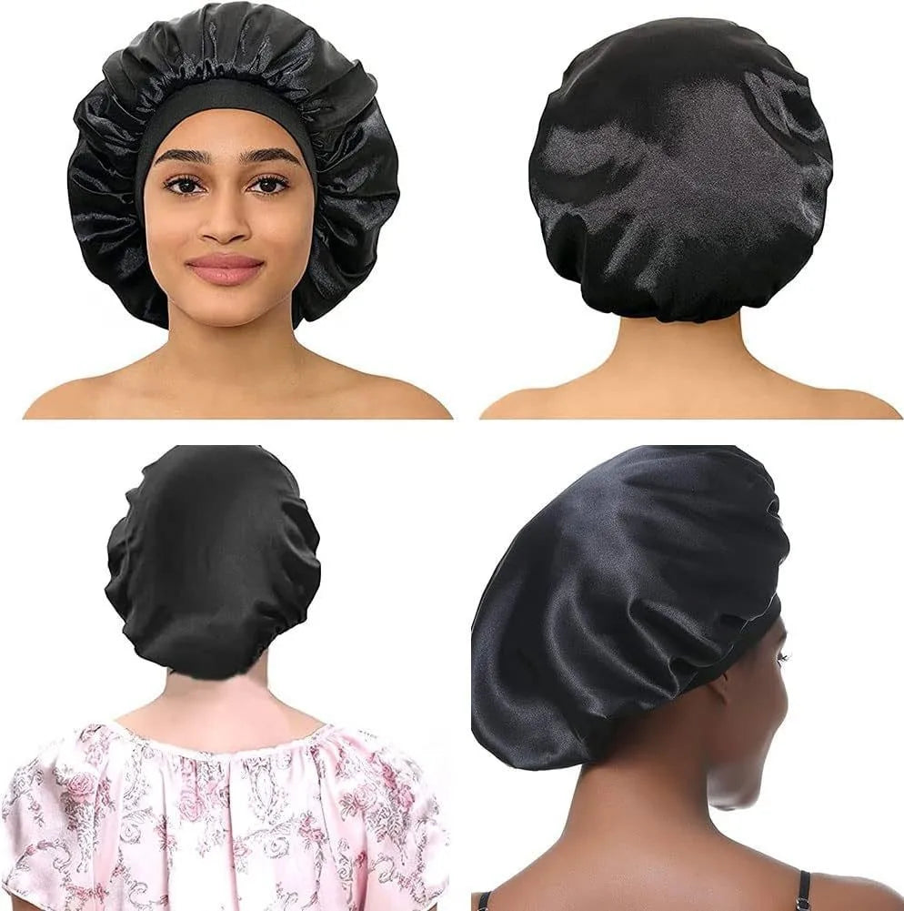 Large Satin Bonnet,Silk Bonnet Hair Wrap for Sleeping, Sleep Cap With Elastic Soft Band, Big Bonnets for Women Hair Care