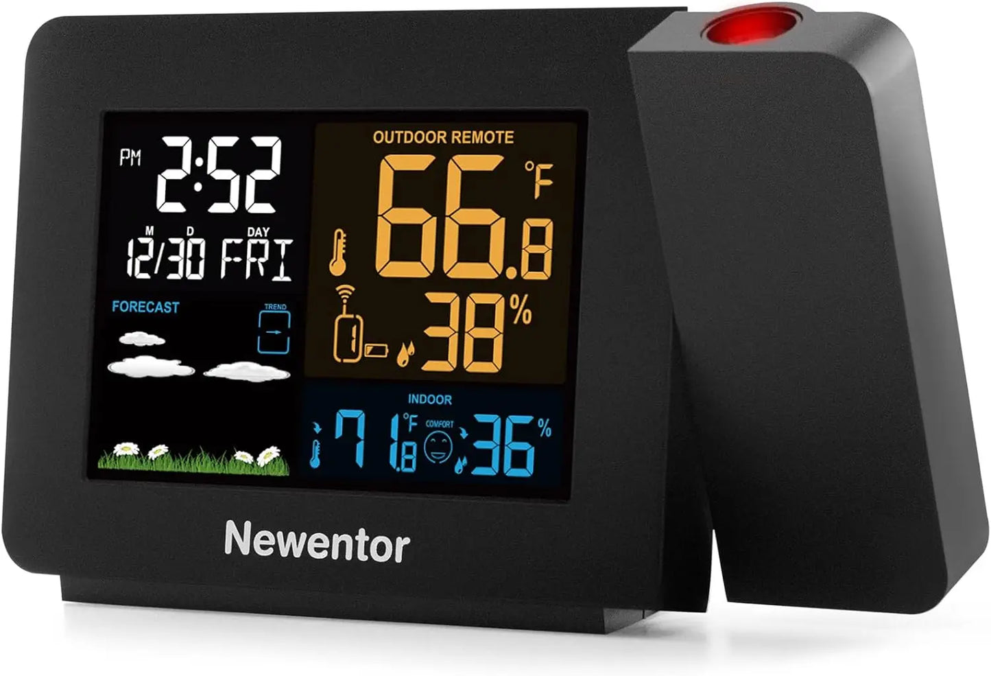 Atomic Projector Clocks Projecting Clock Projection Alarm Clock for Bedroom Ceiling and Indoor Outdoor Temperature Humidity