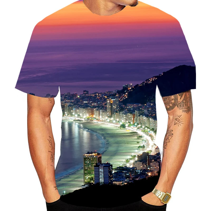 Hot Sale Men Clothing Fashion Brazil Rio 3d Print Personality T-shirt Summer Casual T Shirts Street Hip Pop Round Neck y2k Tops