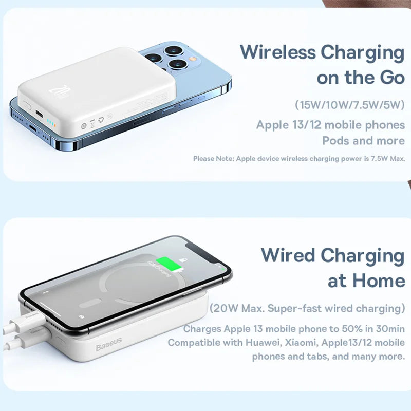 Baseus Power Bank 10000mAh Mini Magnetic Wireless Fast Charge Auto-wake For iPhone 16 15 14 13  Pro Max Magnetic Powerbank