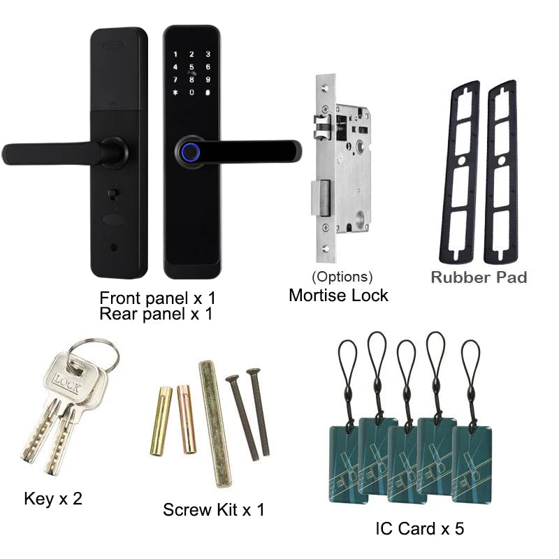 2023 NEW RAYKUBE K8 Tuya Wifi Smart Door Lock TT Lock Fingerprint Lock Digital Electric Lock With Longer Larger Handle Panels