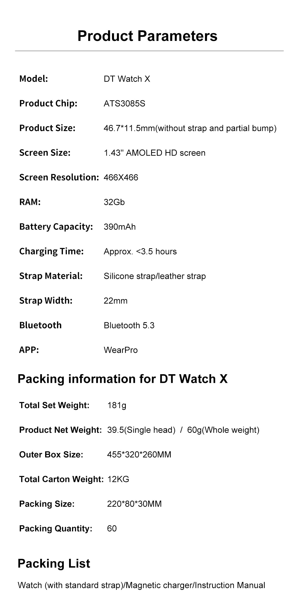 2024 New For OPPO Watch X Smart Watch 4G Memory Music Video Bluetooth Call IP68 Waterproof AMOLED Smartwatch For TWS Earphones ﻿